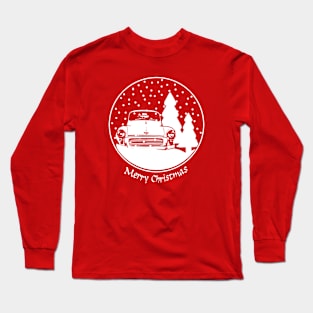 Morris Minor vintage British classic car Christmas snow globe Long Sleeve T-Shirt